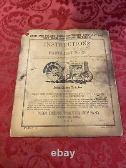 1928 Early John Deere Antique Tractor Parts And Instruction Catalog