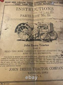 1928 Early John Deere Antique Tractor Parts And Instruction Catalog