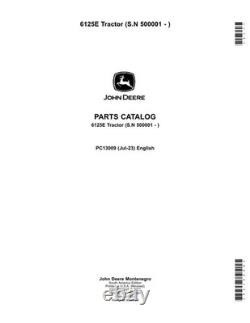 JOHN DEERE 6125E TRACTOR PARTS CATALOG MANUAL serial 500001