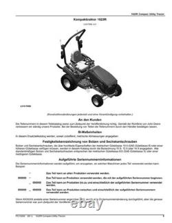 John Deere 1025r Tractor Parts Catalog Manual #2