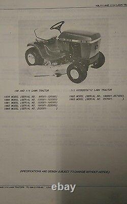 John Deere 108 111 111H Lawn Riding Mower Tractor Owner & Parts (2 Manuals)