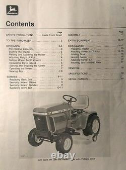 John Deere 110 112 Lawn Garden Tractor & 39 47 Mower Owner & Parts (3 Manual s)