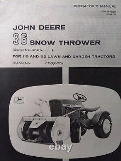 John Deere 110 Tractor, Mower & Snow Thrower Owner & Parts 3 Manual s 1963-1967