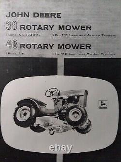 John Deere 110 Tractor, Mower & Snow Thrower Owner & Parts 3 Manual s 1963-1967