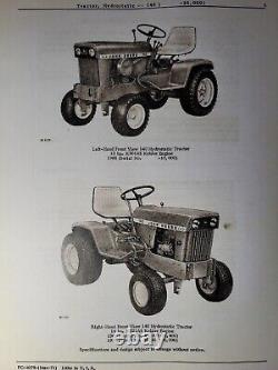 John Deere 140 Hydro Lawn Garden Tractor Parts Catalog Manual H3 Patio sn-30,000