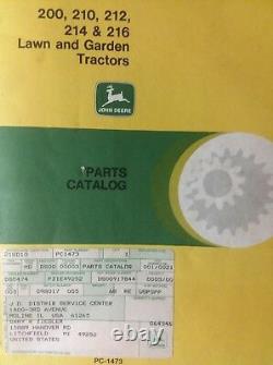 John Deere 200 210 212 214 216 Kohler Lawn Garden Tractor Parts Manual PC-1473