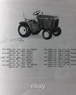 John Deere 200 210 212 214 216 Kohler Lawn Garden Tractor Parts Manual PC-1473