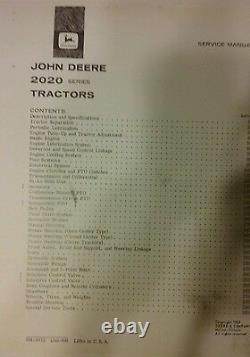John Deere 2020 Farm Tractor Major Overhaul Repair Shop Service & Parts Manual