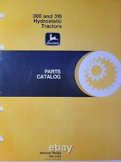 John Deere 300 & 316 1cyl 16 hp Kohler Lawn Garden Tractor Parts Manual PC-1474