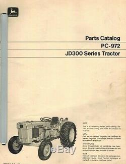 John Deere 300 Industrial Vintage Tractor Parts Manual Pc-972 1970