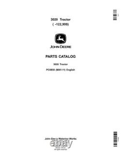 John Deere 3020 Tractor Parts Catalog Manual #1