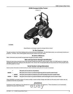 John Deere 3038e Tractor Parts Catalog Manual Pc13426