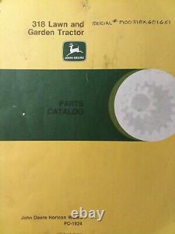 John Deere 318 Hydrostatic Lawn Garden Tractor Parts Manual PC-1924 1983-1990