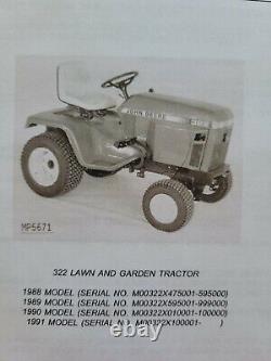 John Deere 322 Lawn Garden Tractor Parts Manual Catalog PC-2149 Yanmar Gasoline