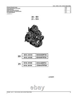 John Deere 3310 3310x 3410 3410x Tractor Parts Catalog Manual