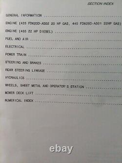 John Deere 425 445 Gasoline 455 Diesel Lawn Garden Tractor Parts Manual Catalog