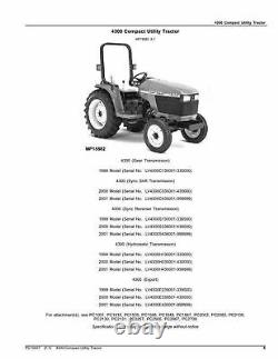 John Deere 4300 Tractor Parts Catalog Manual