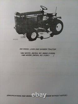 John Deere 430 Diesel Lawn Garden Tractor Parts Manual Catalog PC-1997 1984-up