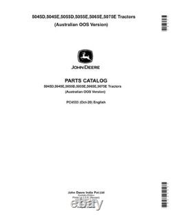 John Deere 5045d 5045e 5055d 5055e 5065e Tractor Parts Catalog Manual #3