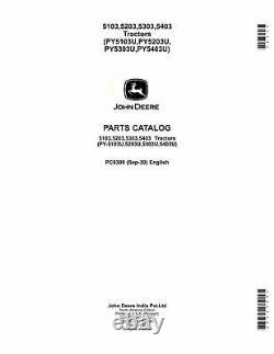 John Deere 5103 5203 5303 5403 Tractor Parts Catalog Manual