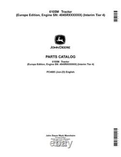 John Deere 6105m Tractor Parts Catalog Manual #2