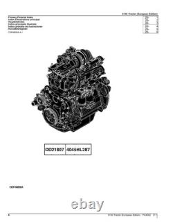 John Deere 6130 Tractor Parts Catalog Manual