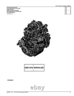 John Deere 6130 Tractor Parts Catalog Manual