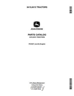John Deere 6415 6615 Tractor Parts Catalog Manual South American Edition