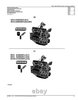 John Deere 6810 6910 6910s Tractor Parts Catalog Manual