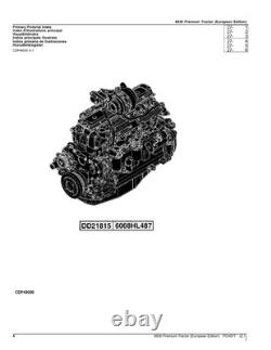 John Deere 6930 Tractor Parts Catalog Manual European Edition Pc4577