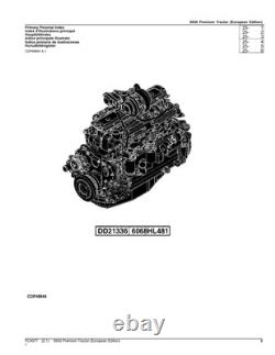 John Deere 6930 Tractor Parts Catalog Manual European Edition Pc4577