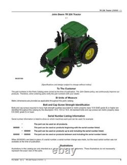 John Deere 7r 230 Tractor Parts Catalog Manual