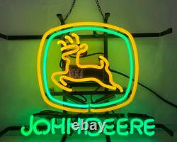 John Deere Farm Machine Tractor Equipment 17x14 Neon Sign Light Lamp Glass