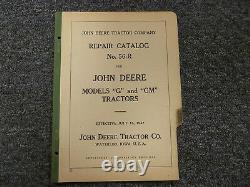 John Deere G & GM Farm Tractor Parts Catalog Manual Book No. 56-R July 15, 1942