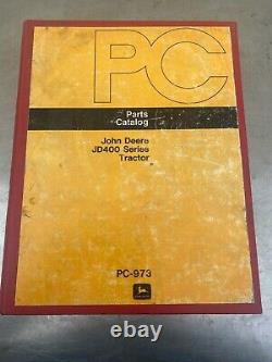 John Deere JD400 series Tractor parts manual. Bound cover. PC973