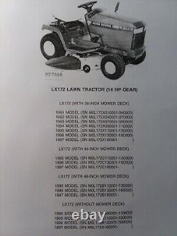 John Deere LX172 LX173 LX176 LX178 LX188 LX186 Lawn Tractor Parts Manual Catalog