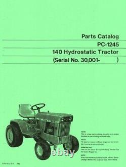 John Deere Model 140 Hydrostatic Tractor after SN 30001 Parts Manual Catalog JD