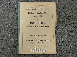 John Deere Model D Farm Tractor Parts Catalog Manual Book No. 51-R April 15 1940