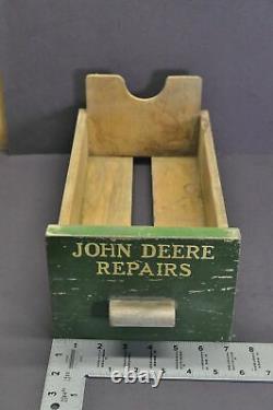 John Deere Repairs Tractor Wood Wooden Green Yellow Antique Vtg Parts Drawer