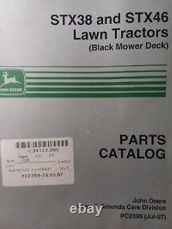 John Deere STX38 STX 46 Lawn Tractor Black Mow Deck Parts Manual Catalog PC-2399