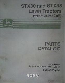 John Deere STX-38 STX 30 Lawn Tractor & Yellow Deck Parts Manual Catalog PC-2232