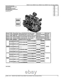 John Deere Se6320 Se6420 Se6520 Se6620 Tractor Parts Catalog Manual