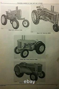 John Deere Tractor Model A AR AO Styled Master Parts Manual 170pg s/n=477000 -up