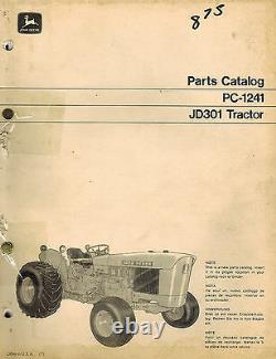 John Deere Vintage Original 301 Tractors Parts Catalog Manual Pc-1241
