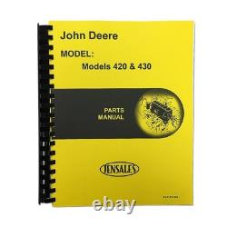 Parts Manual Reprint For john Deere Tractor 420, 430 PC505