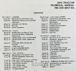 SERVICE PARTS OPERATORS MANUAL SET FOR JOHN DEERE 2940 TRACTOR SHOP 1190 pgs