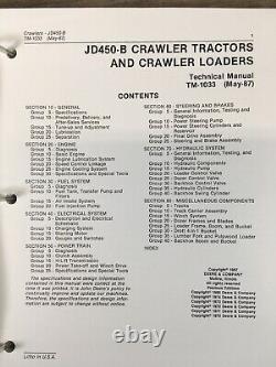 Service Parts Manual For John Deere 450b Jd450b Crawler Dozer Tractor Repair