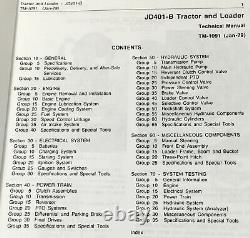 Service Parts Manual Set For John Deere 401-b Tractor Loader Repair Shop Book Jd