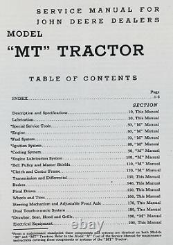 Service Parts Manual Set For John Deere M MI Mt Tractor Catalog Shop Repair Book