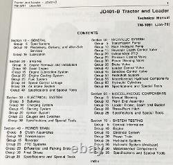 Service Parts Operators Manual Set For John Deere 401-B 401B Tractor Loader JD